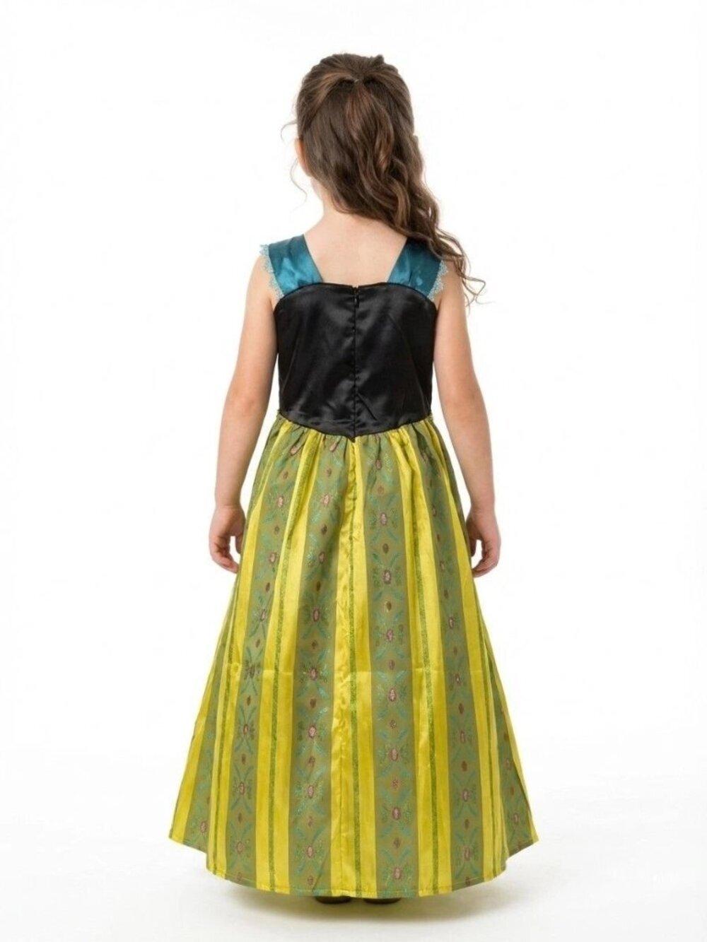 Girls Anna Inspired Black Green Princess Dress Party Costume (Size 7) - Picture 2 of 2